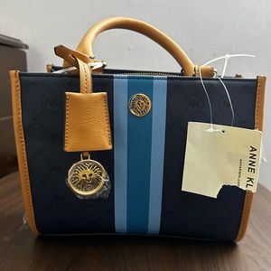 Anne Klein Logo Varsity handbag with shoulder strap option